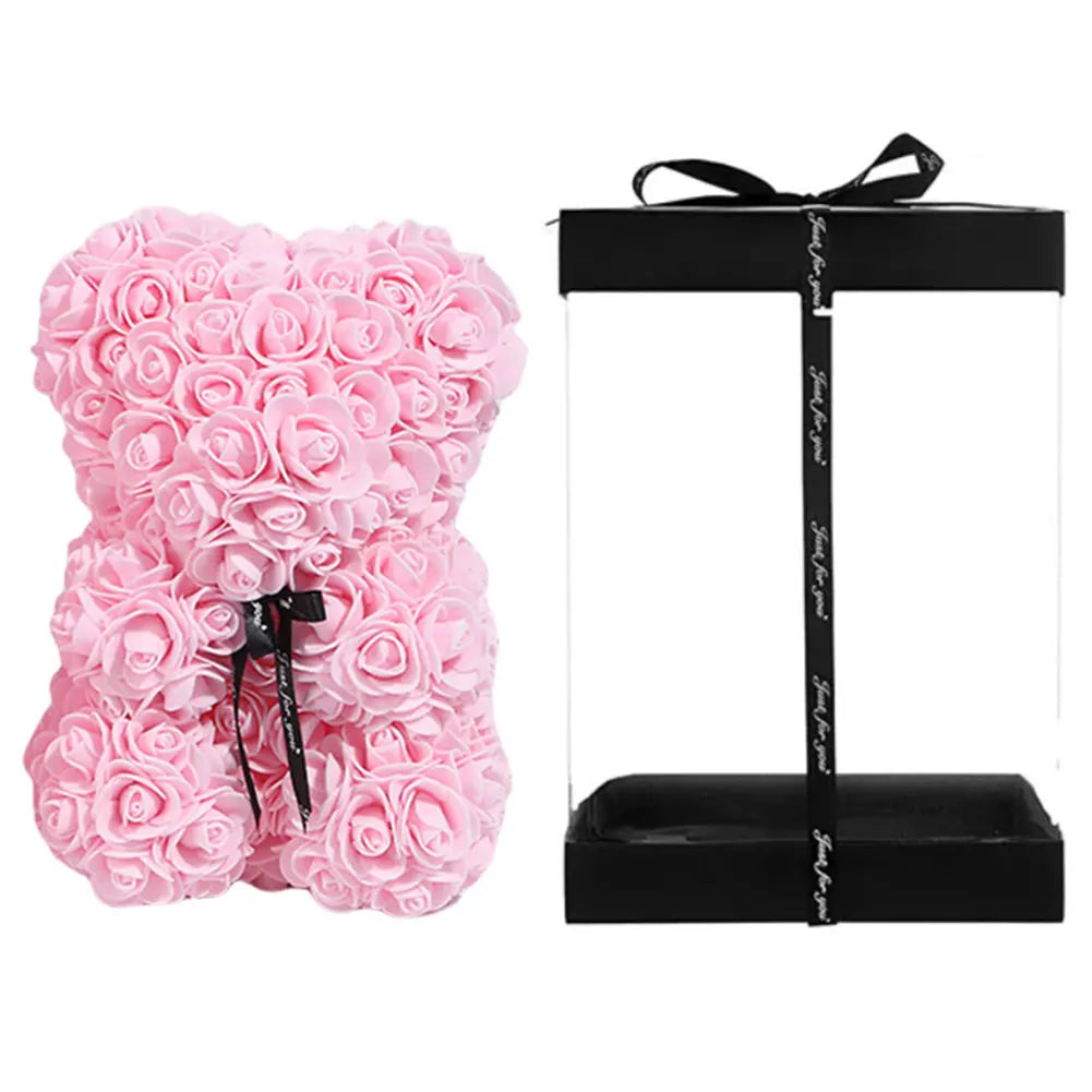 Ours en Peluche avec Roses Éternelles – Cadeau Romantique Idéal