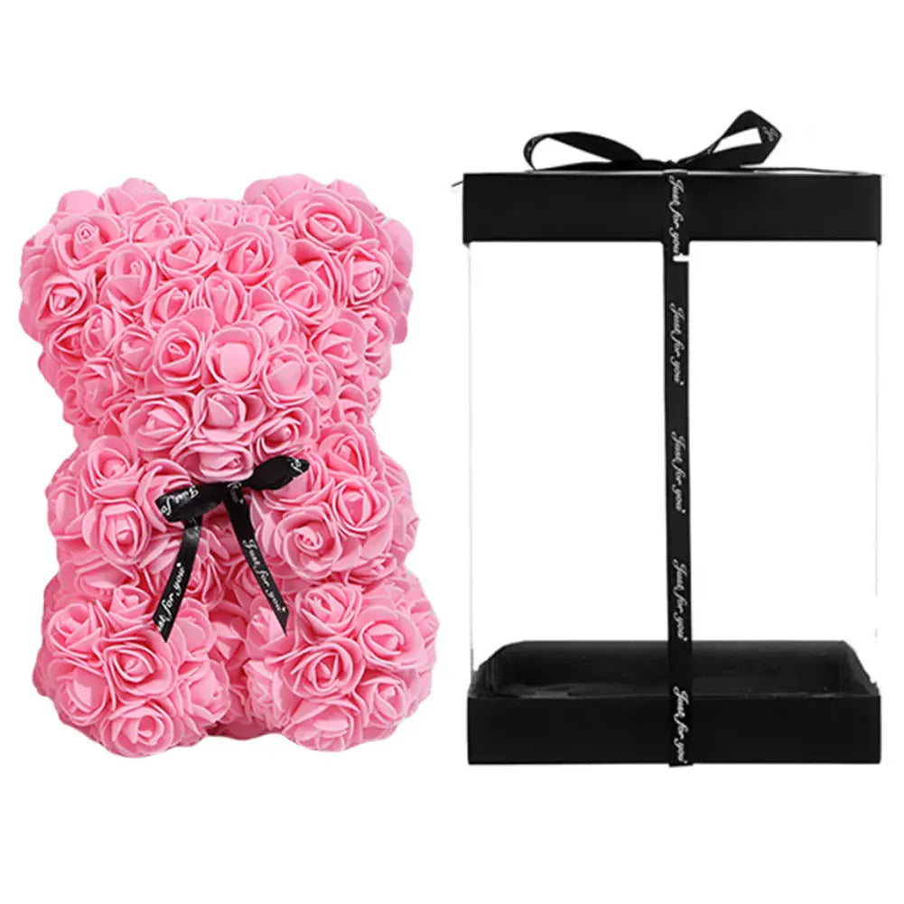 Ours en Peluche avec Roses Éternelles – Cadeau Romantique Idéal