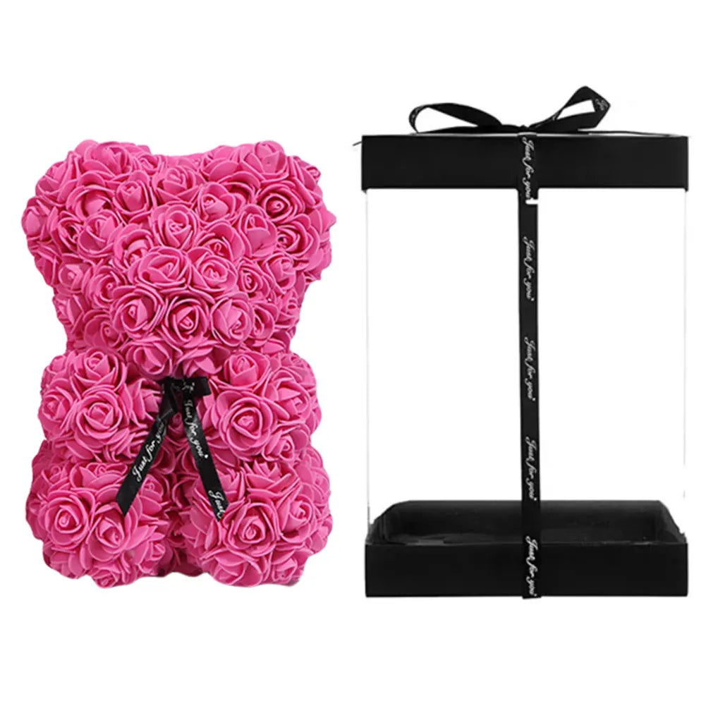 Ours en Peluche avec Roses Éternelles – Cadeau Romantique Idéal